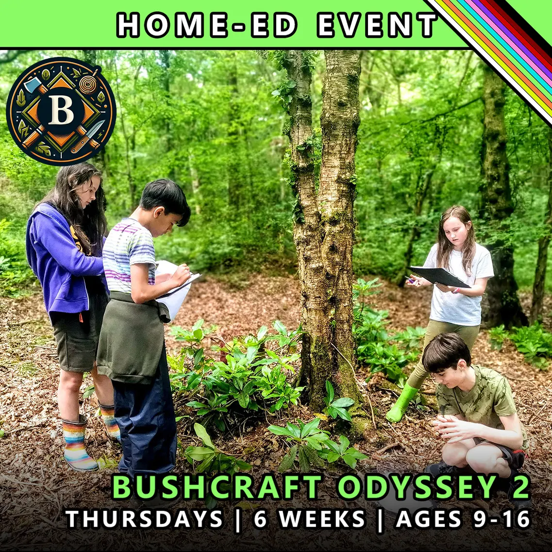 Bushcraft Odyssey Thursday course for home-ed children at TRIBE Course B with honours