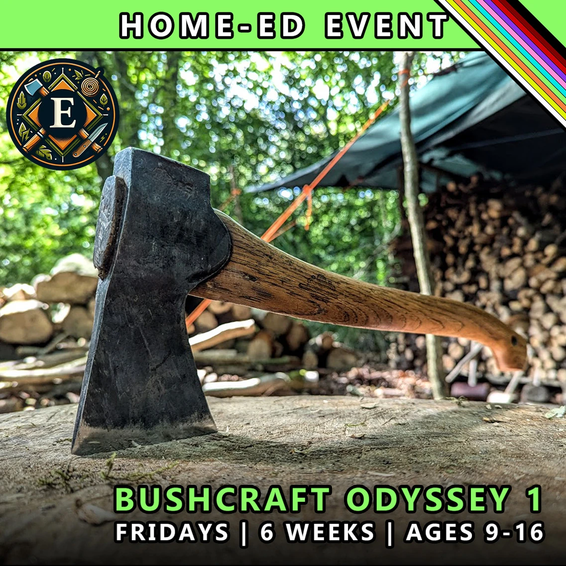 Bushcraft odyssey Friday course for home-ed children at TRIBE Course E with honours