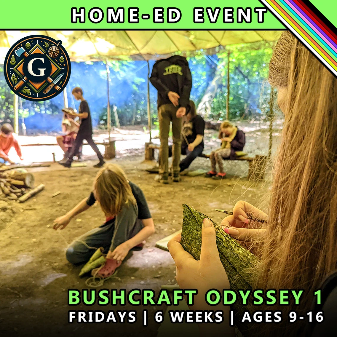 Bushcraft odyssey Friday course for home-ed children at TRIBE Course G with honours