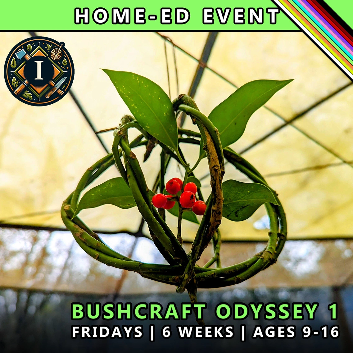 Bushcraft odyssey Friday course for home-ed children at TRIBE Course I with honours