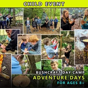 Child adventure days for ages 8 to 17 bushcraft day camp at TRIBE 2025